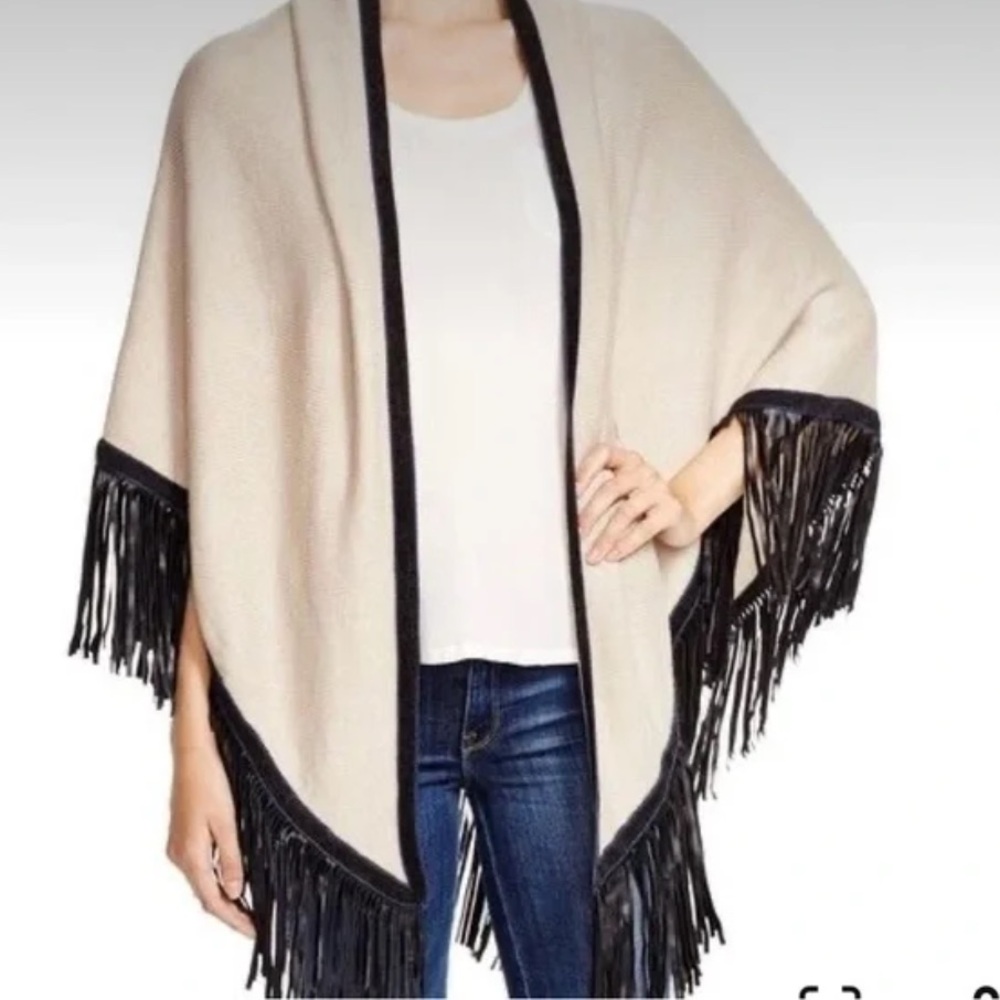 NWT Nic & Zoe Womens Knitted Black Western Fringe Sweater Jacket. One Size